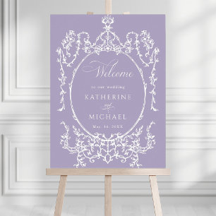 ラベンダー ロマンティック フレンチ ウェディング ウェルカム ポスター