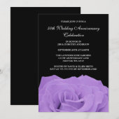 ラベンダー ローズとブラック 50周年結婚記念日 招待状 (正面/裏面)