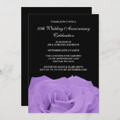 ラベンダー ローズとブラック 50周年記念結婚式 招待状 (正面/裏面)