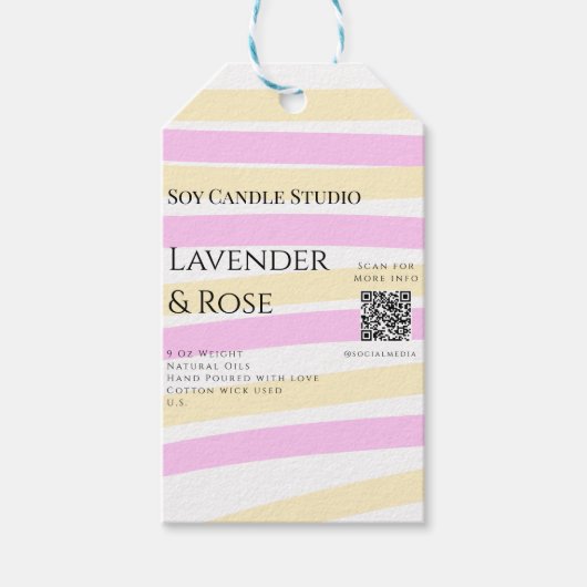 ラベンダー ローズ ソイ キャンドル ビジネス QRコード テキストを追加 ギフトタグ (正面)