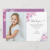 ラベンダー・ワイルドフラワーズファースト・ホリー・コミュニオンの写真 サンキューカード (正面/裏面)