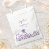 ラベンダー ワイルドフラワー バイク ベイビー シャワー プレート フェイバーバッグ (クリップ留めされた状態)