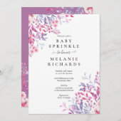 ラベンダー ワイルドフラワー フローラル ベイビー スプリンクラー / シャワー 招待状 (正面/裏面)