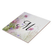 ラベンダー ワイルド フラワーズ プール モノグラム ディスプレイ タイル (側面)