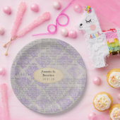 ラベンダー ヴィンテージ新聞 ウェディング ペーパープレート (パーティー)