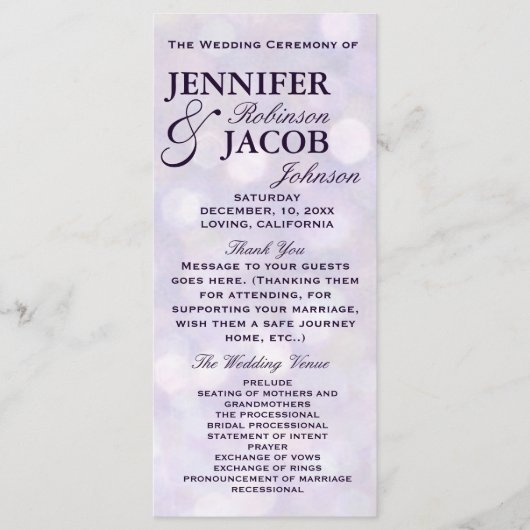 ラベンダー《写真》ぼけ味ハイライト結婚式 プログラム (正面)