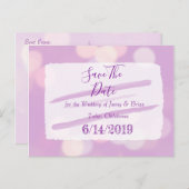 ラベンダー《写真》ぼけ味結婚式の日付の保存 ポストカード (正面/裏面)