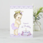 ラベンダー　女の子用　1歳の誕生日　招待状 招待状 (スタンド正面)