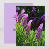 ラベンダー、愛と献身のカップル結婚のシャワー 招待状 (正面/裏面)