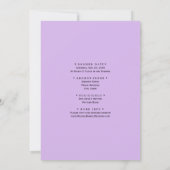 ラベンダー、愛と献身結婚のブライダルシャワー、 招待状 (裏面)