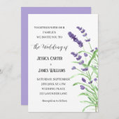 ラベンダー 水彩画の素朴でエレガントなウェディング 招待状 (正面/裏面)