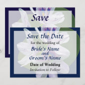 ラベンダー 水生植物の花 Save the Date セーブザデート (正面/裏面)