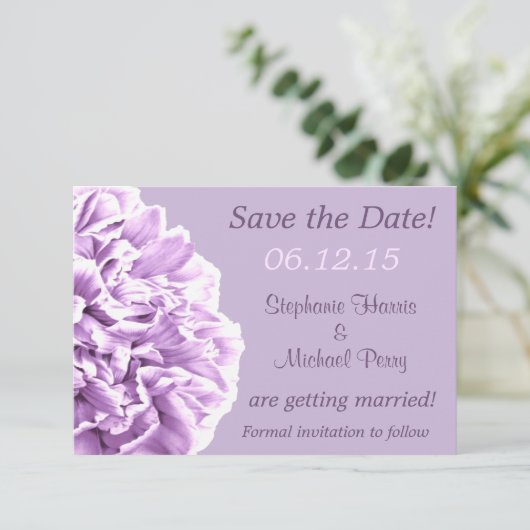 ラベンダー 牡丹 Save the Date 結婚式 セーブザデート (スタンド正面)
