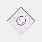 ラベンダー、白いシェブロン結婚模様 スタンダードカクテルナプキン (角)