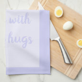 ラベンダー – 白 キッチンタオル (四つ折り)