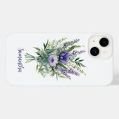 ラベンダー 紫の花 ユーカリの葉の名入れギフト Case-Mate iPhoneケース (裏面 (横))