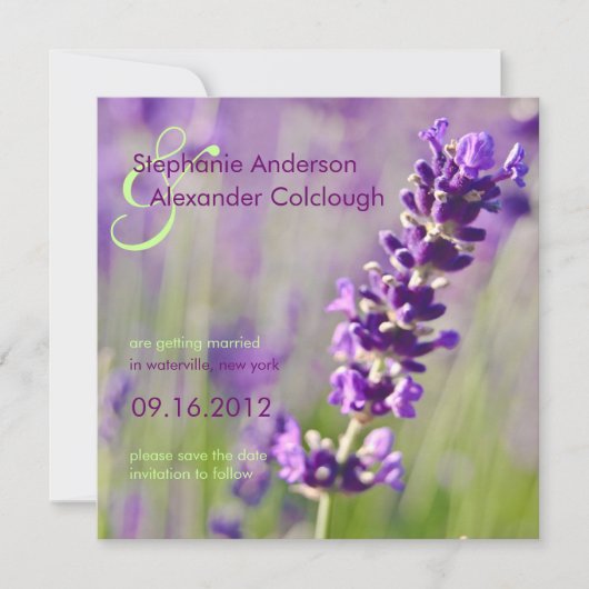 ラベンダー • 結婚式の日程お知らせカード セーブザデート (正面)