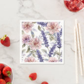ラベンダー・芍薬の水彩花柄ガーデン スタンダードカクテルナプキン (インサイチュ)
