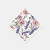 ラベンダー・芍薬の水彩花柄ガーデン スタンダードカクテルナプキン (角)