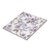 ラベンダー 花 水彩 紫色の植物画 タイル (側面)