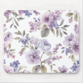 ラベンダー 花 水彩 紫色の植物画 マウスパッド (正面)