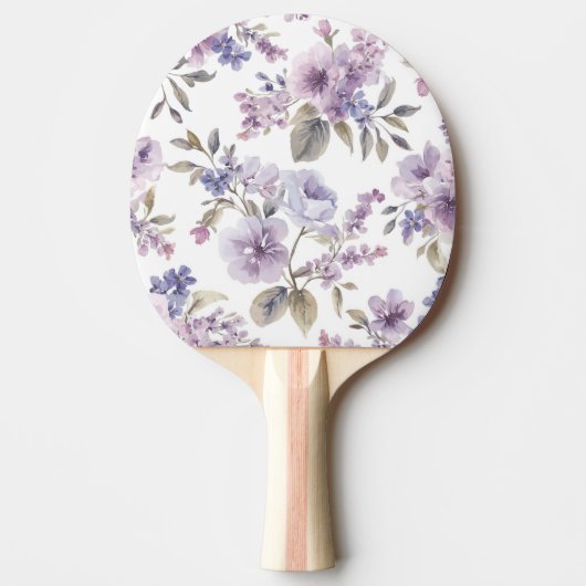 ラベンダー 花 水彩 紫色の植物画 卓球ラケット (正面)