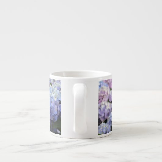 ラベンダー&薄紫ホルテンシアアジサイ花 エスプレッソカップ (裏面)