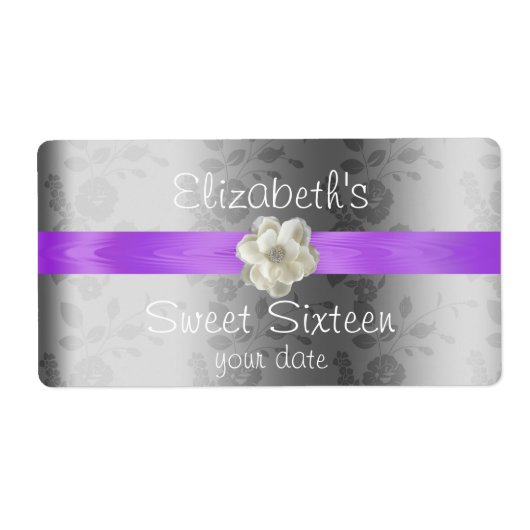 ラベンダー/薄紫結婚のワイン/水ボトルラベル ラベル (正面)