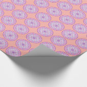 ラベンダー、蘭、サンゴのマンダラパターン ラッピングペーパー (角)