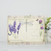 ラベンダー&蝶ヴィンテージはがき紙 (スタンド正面)