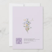 ラベンダー+野生の花の草原ガーデンQRコード ウェディング 招待状 (裏面)