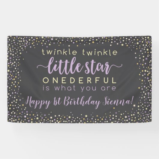 ラベンダー&金ゴールドトゥインクルスター 横断幕 (横)