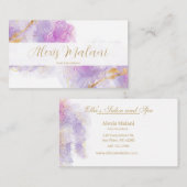 ラベンダー/金ゴールド名刺 名刺 (正面/裏面)