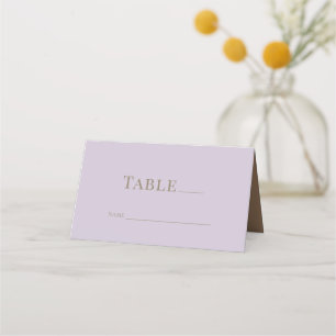 ラベンダー&金ゴールド結婚ズ折り畳み座席表 プレイスカード