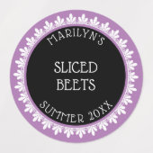 ラベンダー、黒と白の缶詰ラベルシール ラベル (デザイン2)