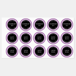 ラベンダー、黒と白の缶詰ラベルシール ラベル