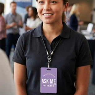 ラベンダー Ask me I'm a volunteer id バッジ