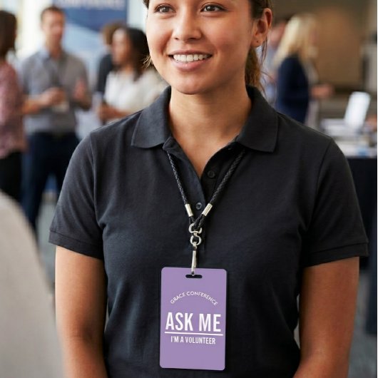 ラベンダー Ask me I'm a volunteer id バッジ