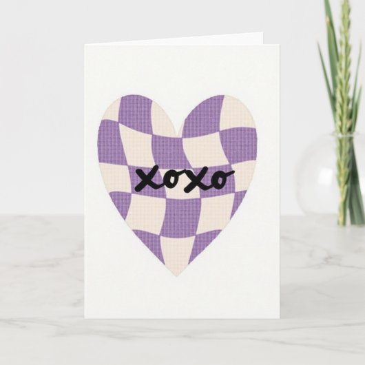 ラベンダー Xoxo グラフィック ハートカード カード (正面)
