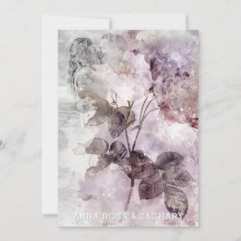 *~*ラベンダーAR26 QR RSVP写真ヴィンテージ- 結婚s 招待状