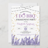 ラベンダーIはBBQ婚約パーティパープル&金ゴールド 招待状 (正面)