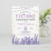 ラベンダーIはBBQ婚約パーティパープル&金ゴールド 招待状 (スタンド正面)