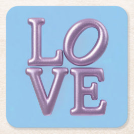 ラベンダーLOVEブルーコースターセット スクエアペーパーコースター