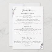 ラベンダ結婚ーの週末3日スケジュールエレガント 招待状 (裏面)