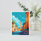 ラベンナイタリアアートヴィンテージトラベルイラストレーション ポストカード (スタンド正面)