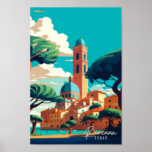 ラベンナイタリアアートヴィンテージ旅行イラストレーション ポスター