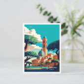 ラベンナイタリアアートヴィンテージ旅行イラストレーション ポストカード (スタンド正面)