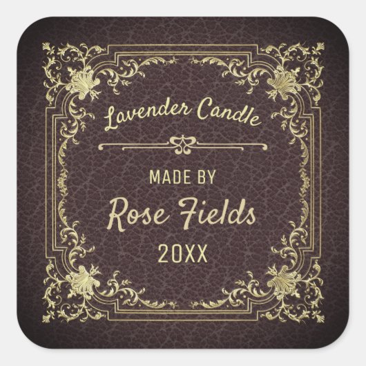 ラベンパーソナライズされたダーろうそく スクエアシール (正面)
