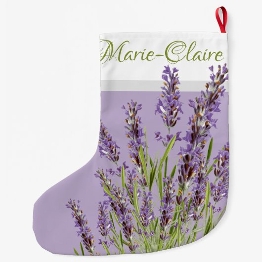 ラベンパーソナライズされたダーパープル ラージクリスマスストッキング (裏面)