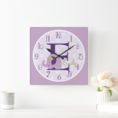 ラベンパーソナライズされたダー象時計 スクエア壁時計 (ホーム)